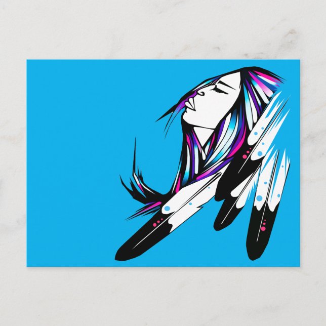 Tarjeta postal mujer nativa americana (Anverso)