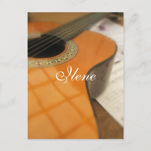 Tarjeta Postal Musical De Guitarra Con Nombre (Anverso)