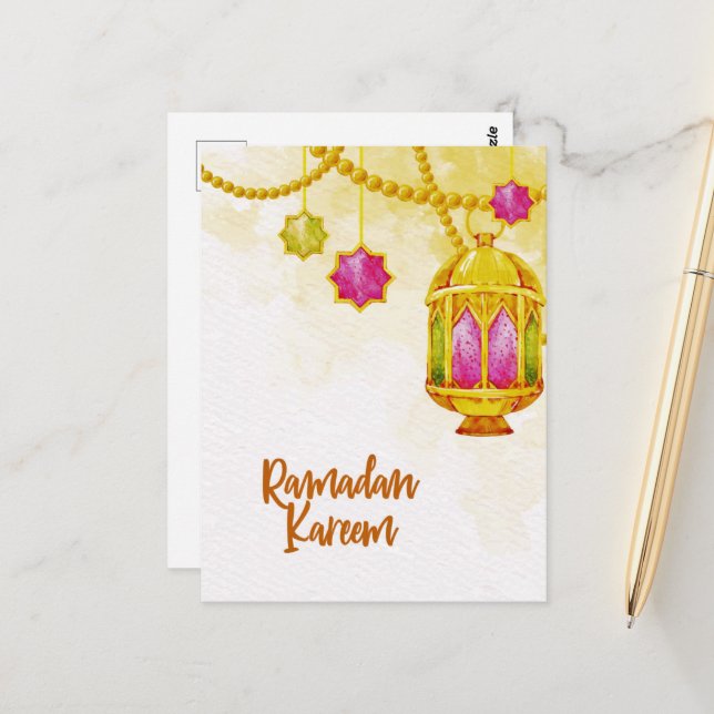 Tarjeta postal musulmana Ramadan Kareem (Anverso/Reverso In Situ)