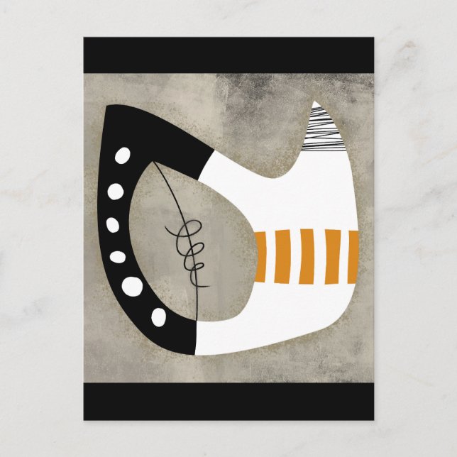 Tarjeta postal naranja, negra y blanca de Freeform (Anverso)