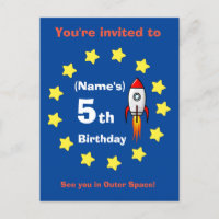 Tarjeta postal - Nave cohete Cumpleaños personaliz