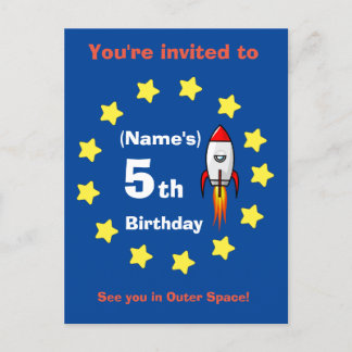 Tarjeta postal - Nave cohete Cumpleaños personaliz