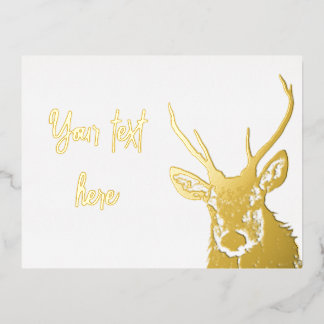Tarjeta Postal Navideña Cervo Oro Foil