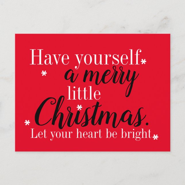 Tarjeta postal navideña de Feliz Rojo, Negro y Bla (Anverso)