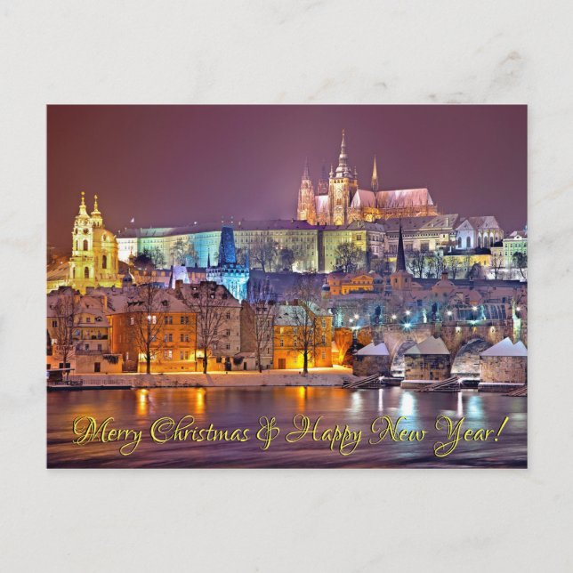 Tarjeta postal navideña de Praga Castle (Anverso)