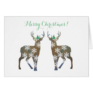 Tarjeta postal navideña Deer Merry