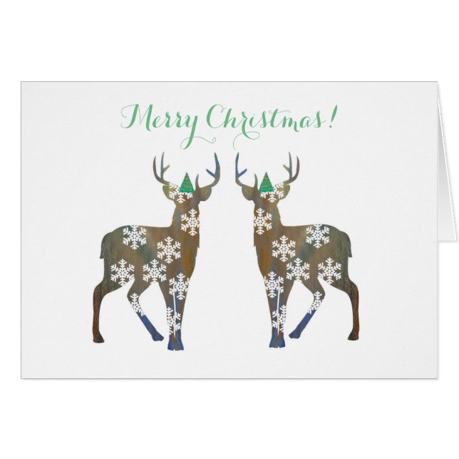 Tarjeta postal navideña Deer Merry (Anverso (Horizontal))