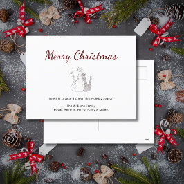 Tarjeta postal navideña festiva de gatos lindos