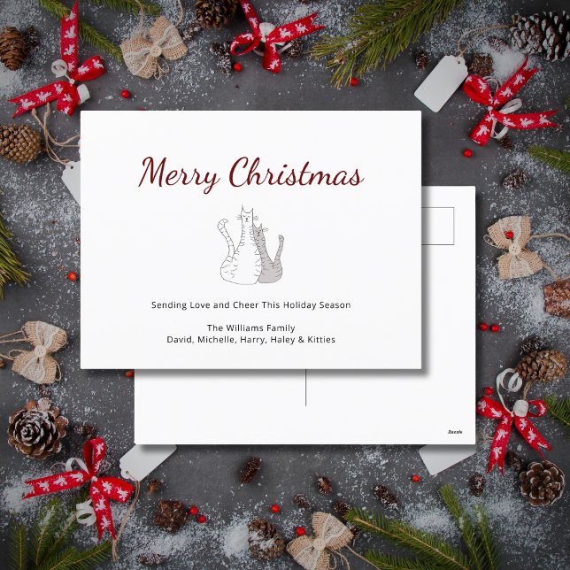 Tarjeta postal navideña festiva de gatos lindos (Subido por el creador)