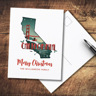 Tarjeta postal navideña para feriado estatal de Ca