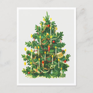 Tarjeta postal navideña vintage de árbol de navida