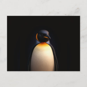 Tarjeta postal negra 4 Luxe con pingüino emperador