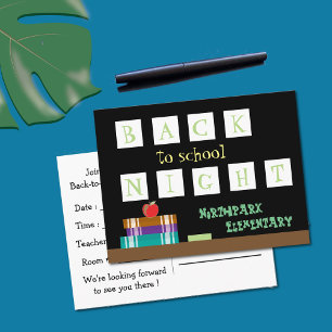 Tarjeta postal nocturna de regreso a la escuela