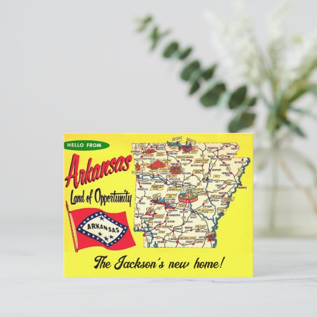 Tarjeta postal - Nueva casa en Arkansas (Anverso de pie)