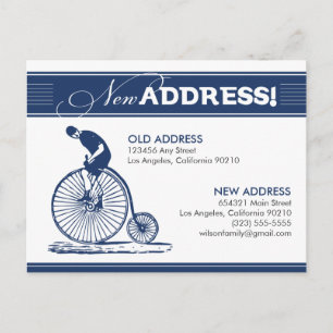 TARJETA POSTAL: ¡Nueva dirección! Bicicleta antigu