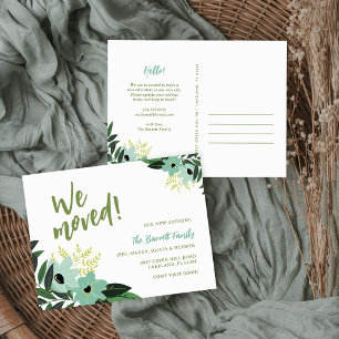 Tarjeta Postal Nueva Dirección Floral Tropical   S