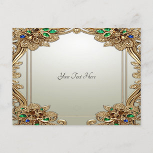 Tarjeta postal ornamentada de oro elegante