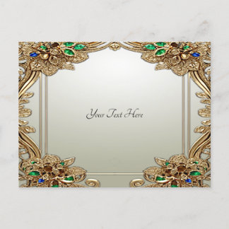 Tarjeta postal ornamentada de oro elegante