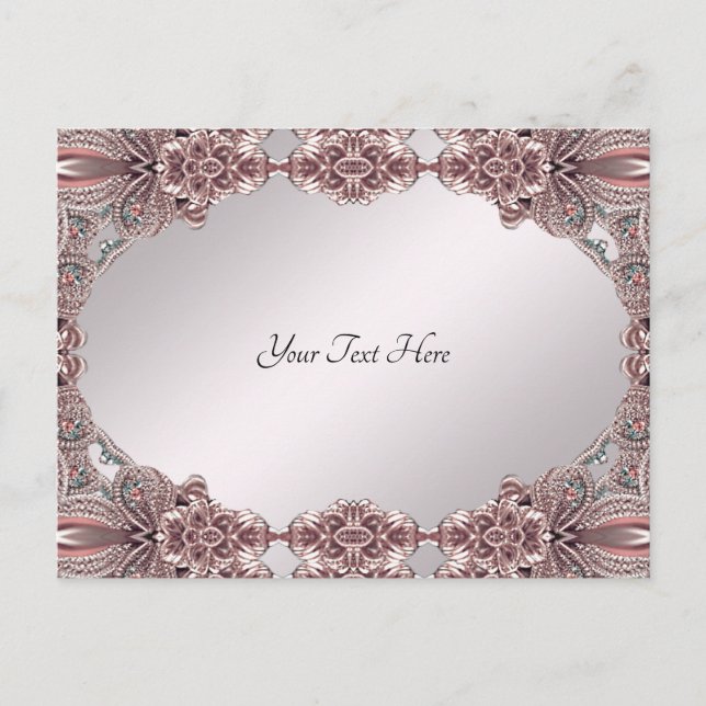Tarjeta Postal Ornamental Rosa (Anverso)