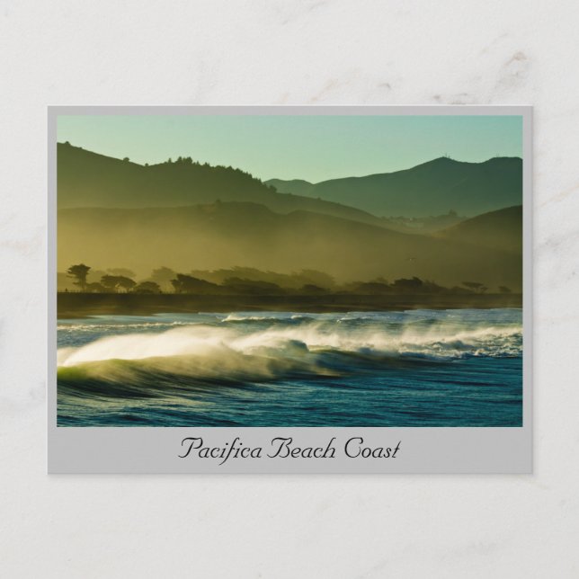 Tarjeta postal Pacifica Ca. puesta de sol de veran (Anverso)