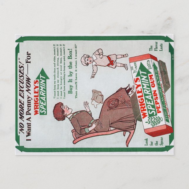 Tarjeta postal para anuncios de goma de escritores (Anverso)