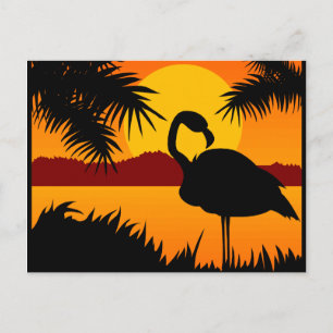Tarjeta postal para aves al atardecer