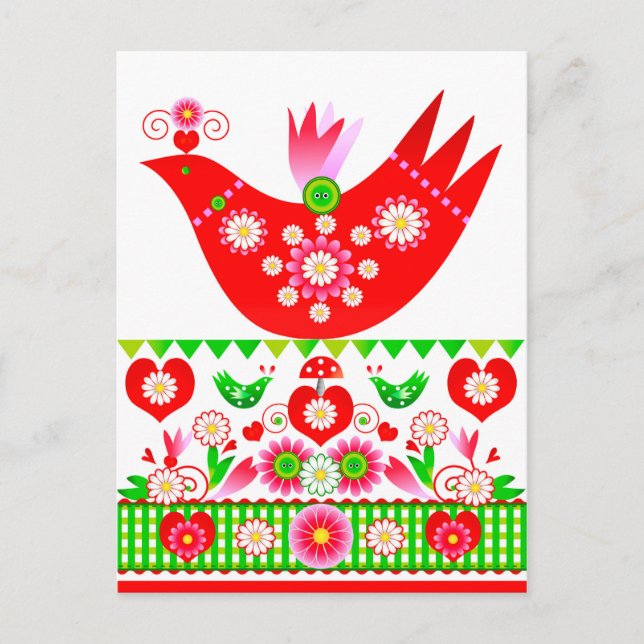 Tarjeta postal para aves navideñas Mod Scandi (Anverso)
