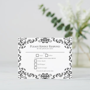 Tarjeta postal para Bodas góticos de Swirl Black &