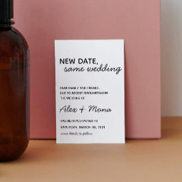 Tarjeta postal para cambiar la fecha de la boda