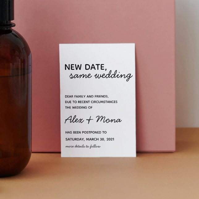 Tarjeta postal para cambiar la fecha de la boda (Subido por el creador)