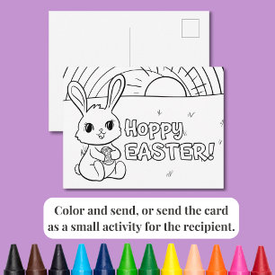 Tarjeta postal para colorear Conejo de Pascua Feli