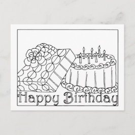 Tarjeta postal para colorear de cumpleaños feliz