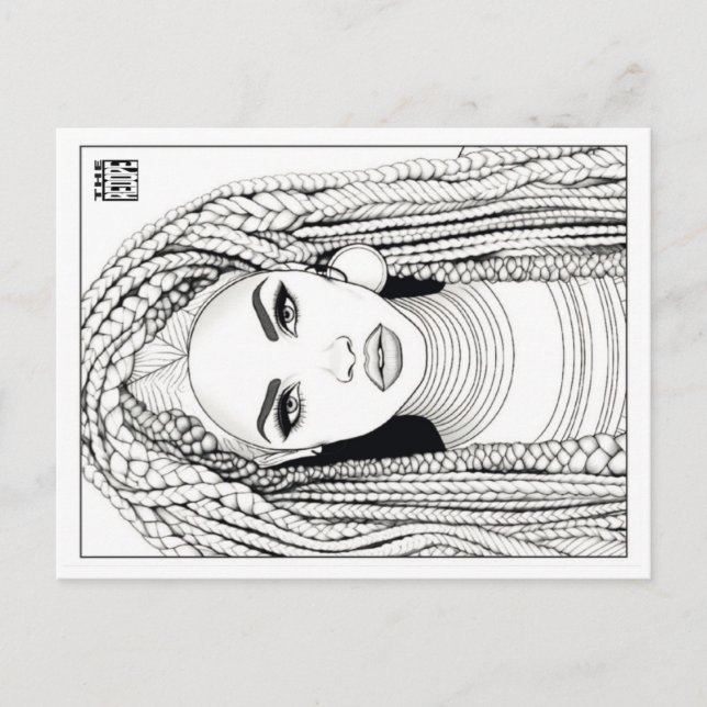 Tarjeta postal para colorear | Guerrero de Ashanti (Anverso)