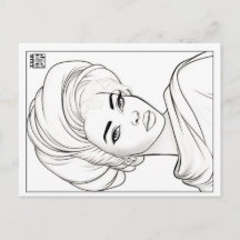 Tarjeta postal para colorear | Mujer de tela