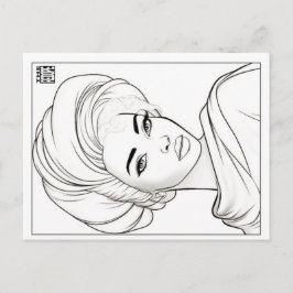 Tarjeta postal para colorear | Mujer de tela