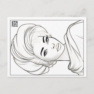 Tarjeta postal para colorear | Mujer de tela