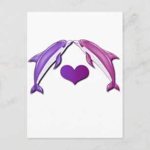 Tarjeta postal para delfines besando