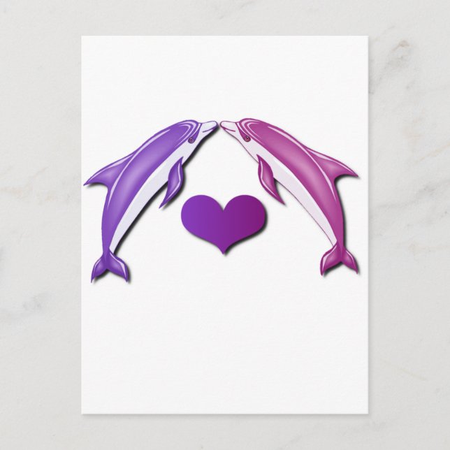 Tarjeta postal para delfines besando (Anverso)