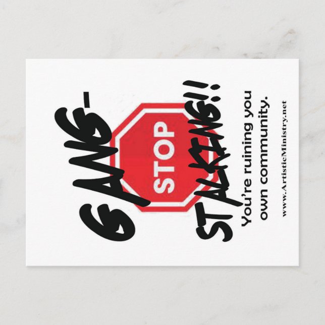 tarjeta postal para detener el acoso de pandillas (Anverso)