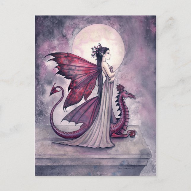Tarjeta postal para dragón de hadas crimson (Anverso)
