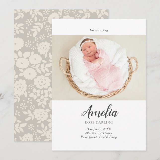 Tarjeta postal para el anuncio de nacimiento de be (Anverso / Reverso)