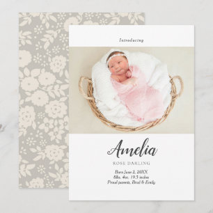 Tarjeta postal para el anuncio de nacimiento de be