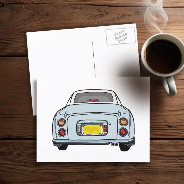 Tarjeta postal para el coche de Pale Aqua Figaro (Fun figgy postcard to send to your car (or your friends))