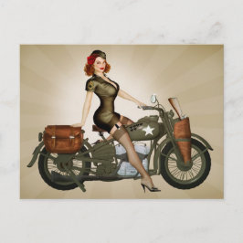 Tarjeta postal para el Pinup de la motocicleta del
