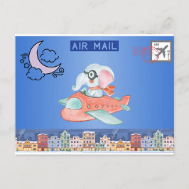 Tarjeta postal para elefantes de Airmail