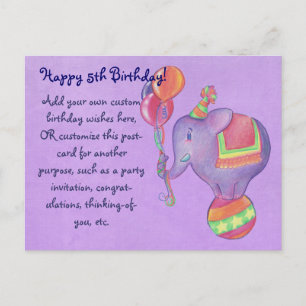 Tarjeta postal para elefantes fiestas