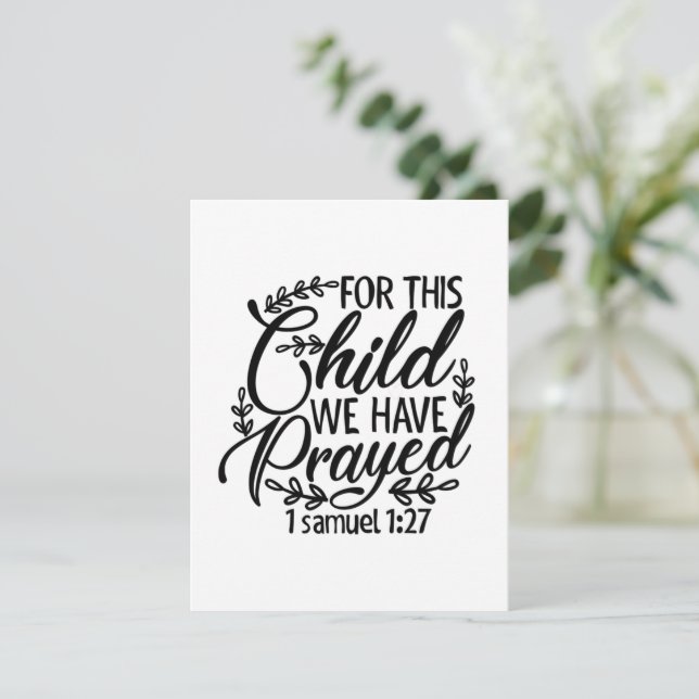Tarjeta postal, para este niño hemos rezado (Anverso de pie)