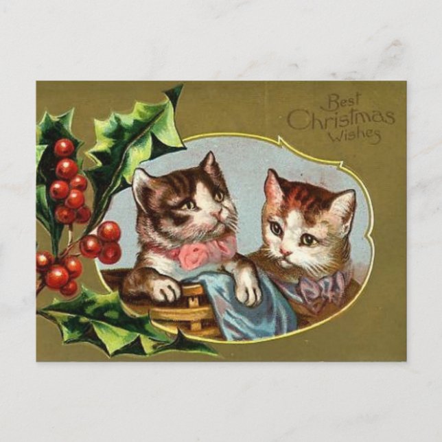 Tarjeta postal para gatos de época (Anverso)