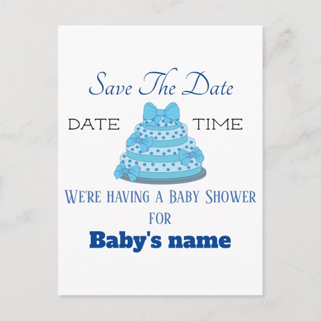 Tarjeta postal para guardar la fecha del baby show (Anverso)