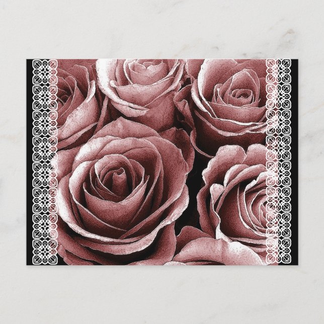 Tarjeta Postal para Guardar la Fecha ROSAS ROSADAS (Anverso)